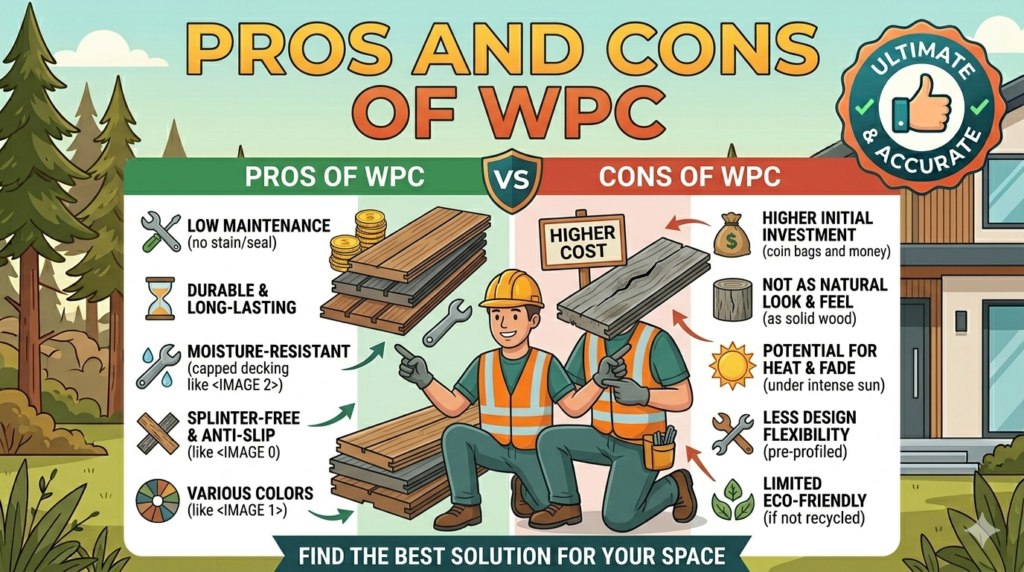 wpc pros and cons comparison, wpc decking vs wood